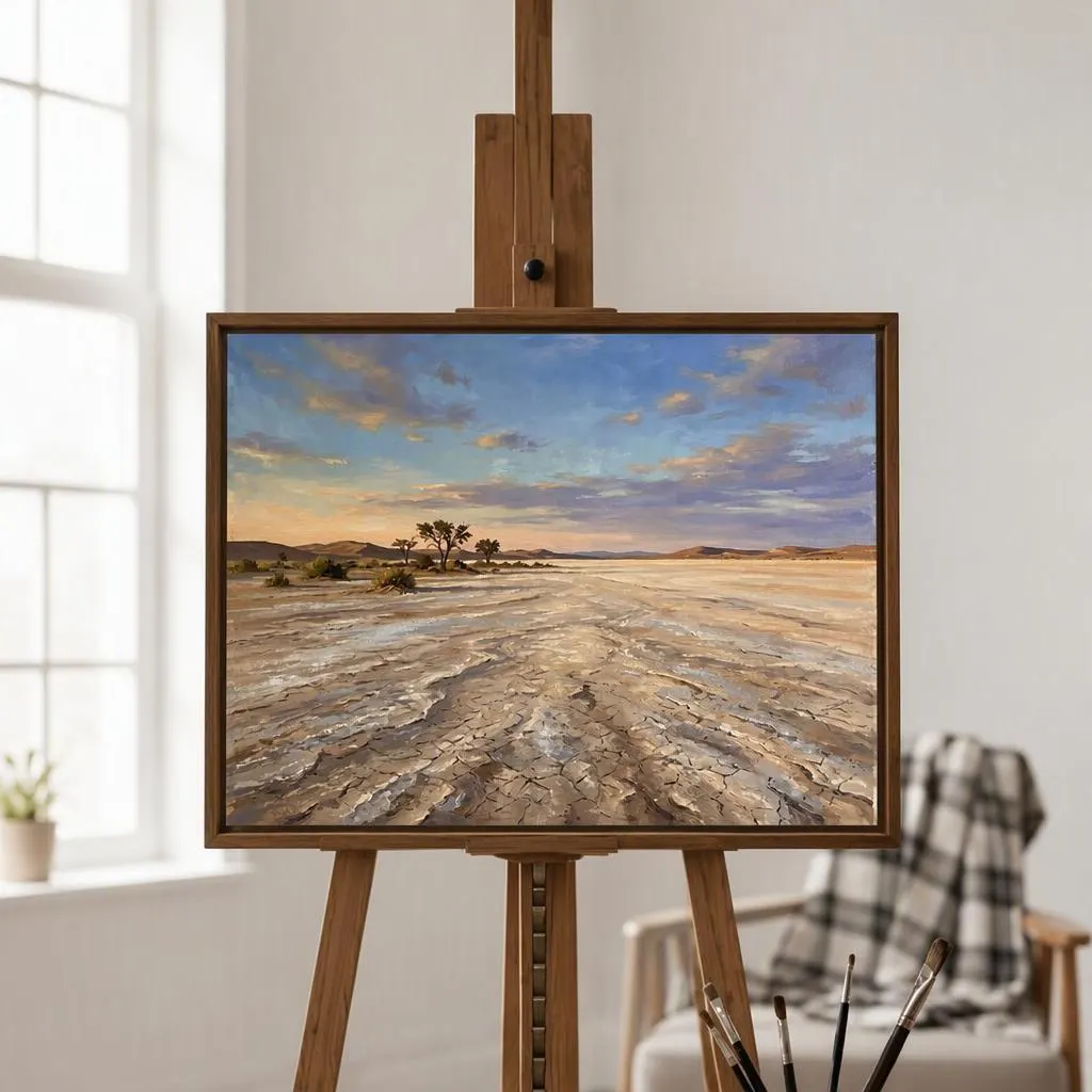 Kalahari Desert Pan Oil Painting | Africa Heritage Wall Art | Handmade Canvas, Made to Order