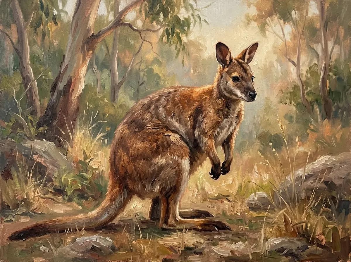 Wallaby Oil Painting | Animals & Creatures Wall Art | Handmade Canvas, Made to Order - image 3