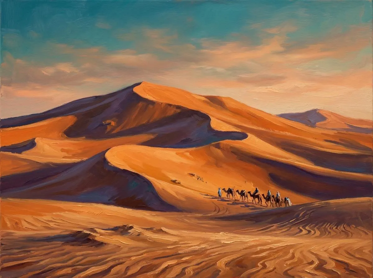 Erg Chebbi Sand Dunes Oil Painting | Africa Heritage Wall Art | Handmade Canvas, Made to Order - image 3