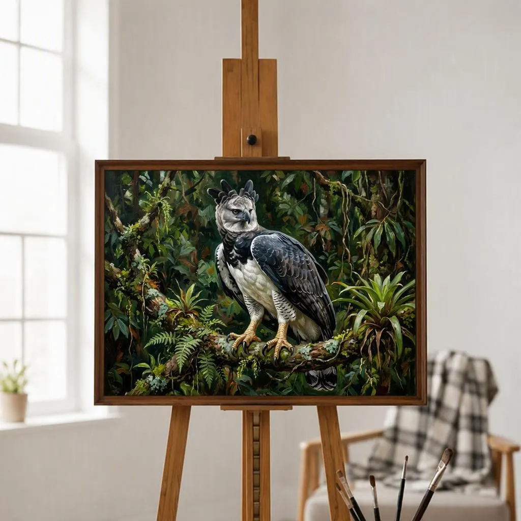 Harpy Eagle Oil Painting | Animals & Creatures Wall Art | Handmade Canvas, Made to Order