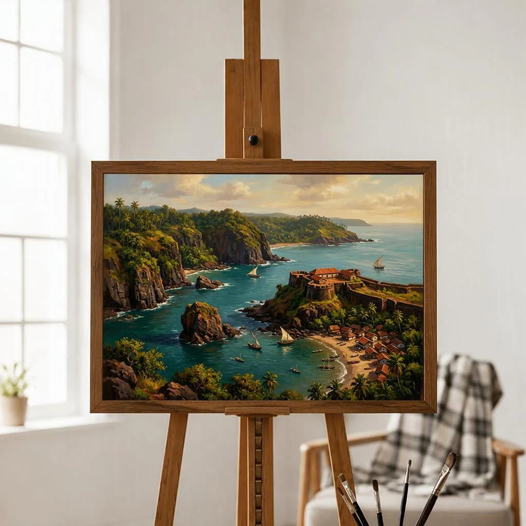 Konkan Coast Oil Painting | India Wall Art | Handmade Canvas, Made to Order