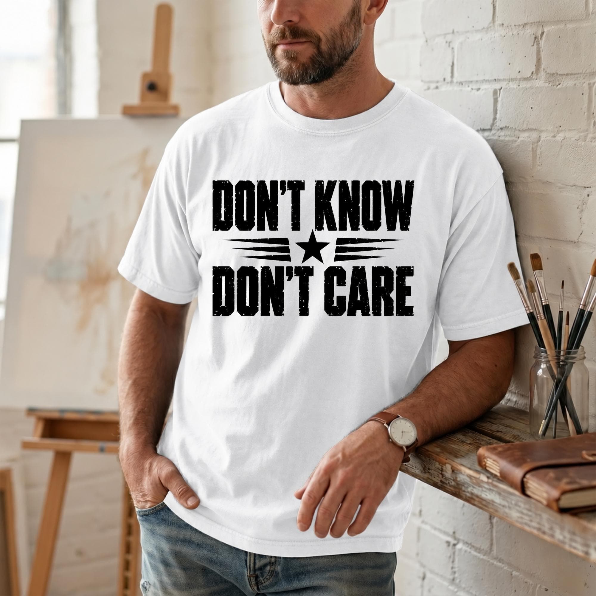 Don't Know - Don't Care T-Shirt, Funny Sarcastic Attitude Gift, Unbothered Introvert Graphic Tee, Sassy Humor Quote Shirt