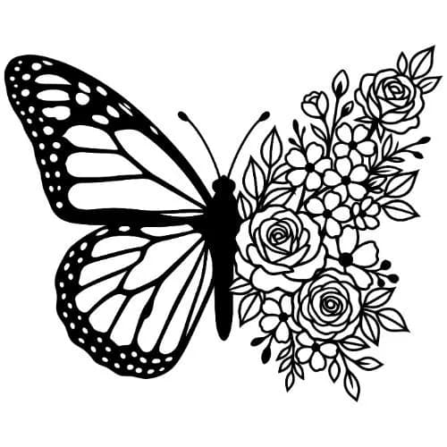Butterfly Flower Svg, Png, Garden Decor, Spring Blooms Svg, Botanical Art Svg, Mothers Day Gift, T-Shirt Design, Cut File, Digital Download