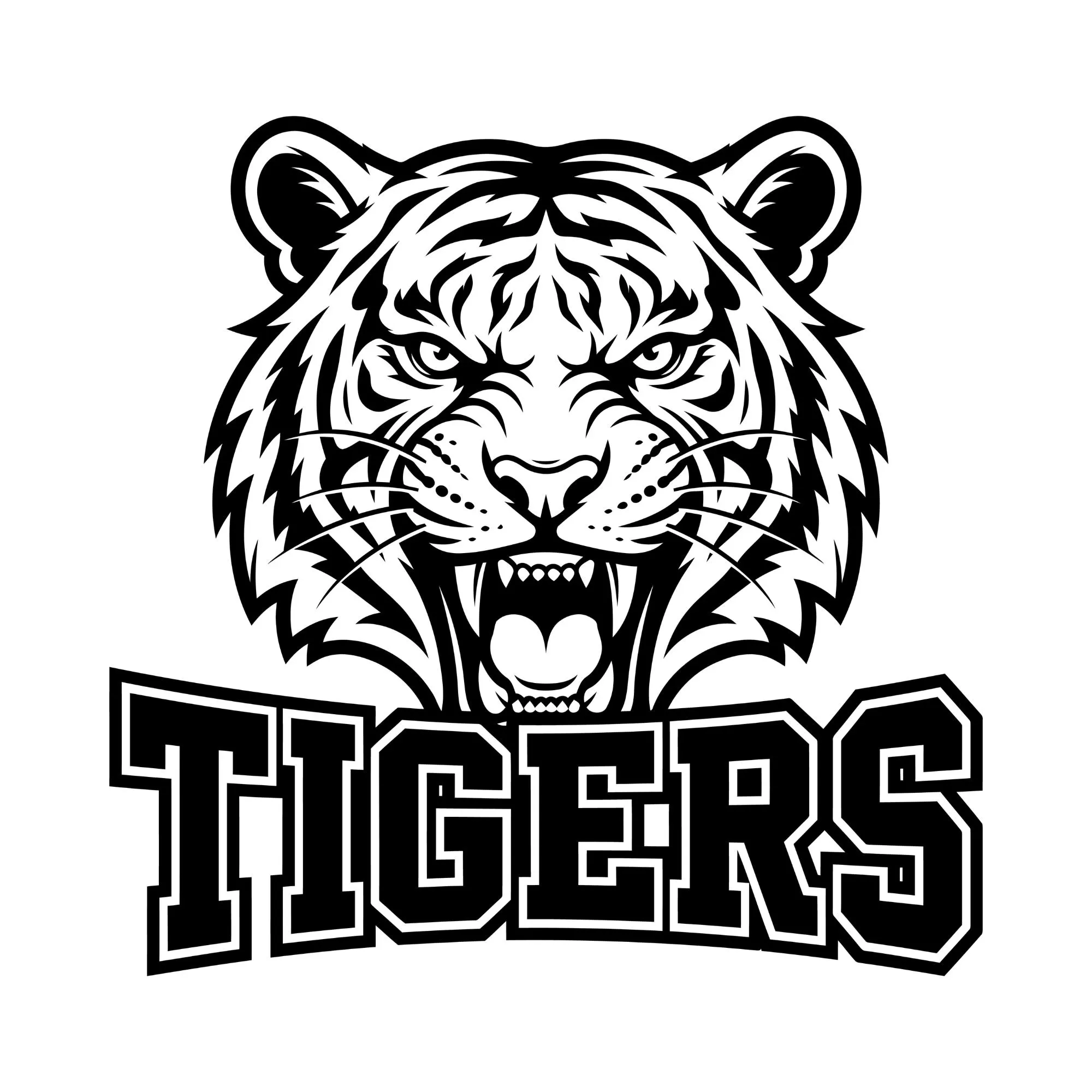Fierce Tiger Mascot Svg, Tigers Cheer Svg, Bold Vector, Athletic Team, School Mascot Svg, Silhouette, Cut File, Instant Download