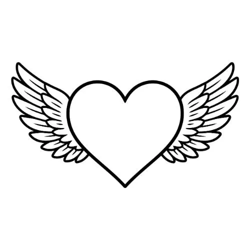 Angel Wings With Heart Svg, Angel Svg, Angel Wings Svg, Vector Graphic Cut File Laser Clip Art, Instant Digital Download