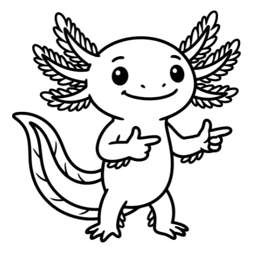 Axolotl Svg, Cute Axolotl Svg, Axolotl Pointing Svg, Sitting Axolotl Svg, Axolotl Line Art Svg, Cut File, Instant Download
