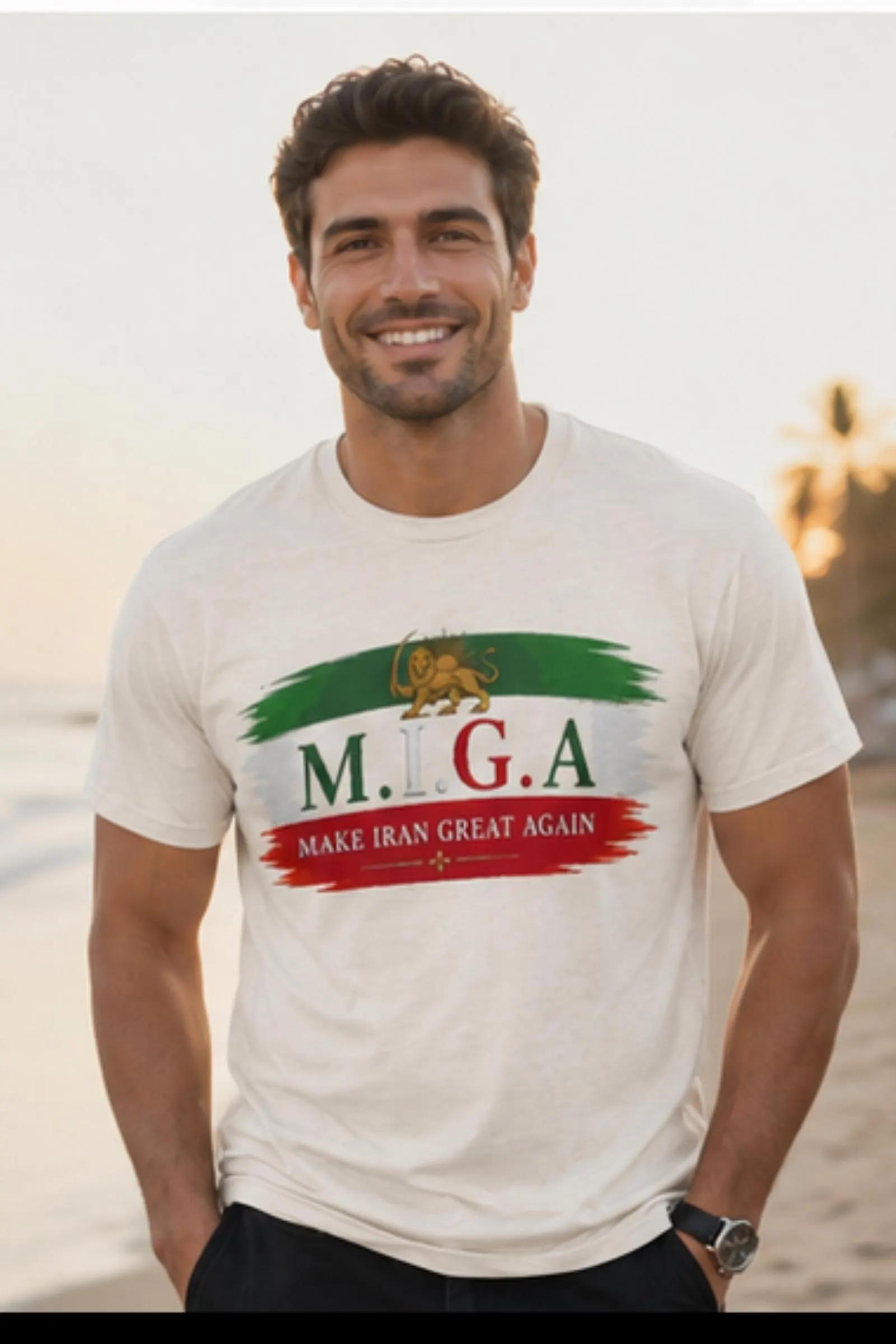 Social Justice Anti Regime M.I.G.A. Make Iran Great Again Cotton Men's Half-Sleeve T-Shirt Iran Activist Merch Peace Protest Human Rights - image 3