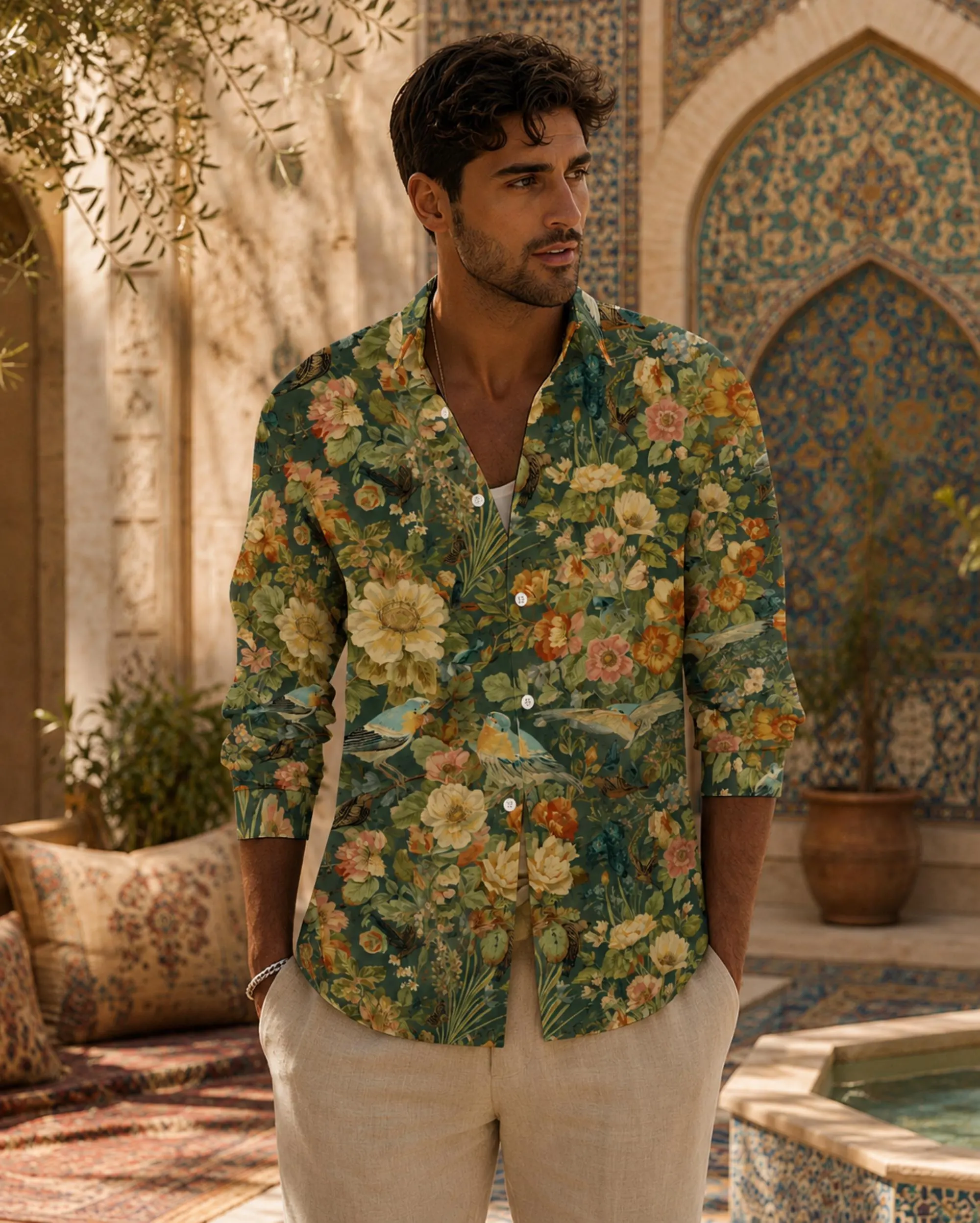 William Morris Inspired Holiday Season Alt Clothes for Vacation Gift 18th Birthday Gift Idea Dark Botanical 100% Cotton Hawaia Shirt for Dad