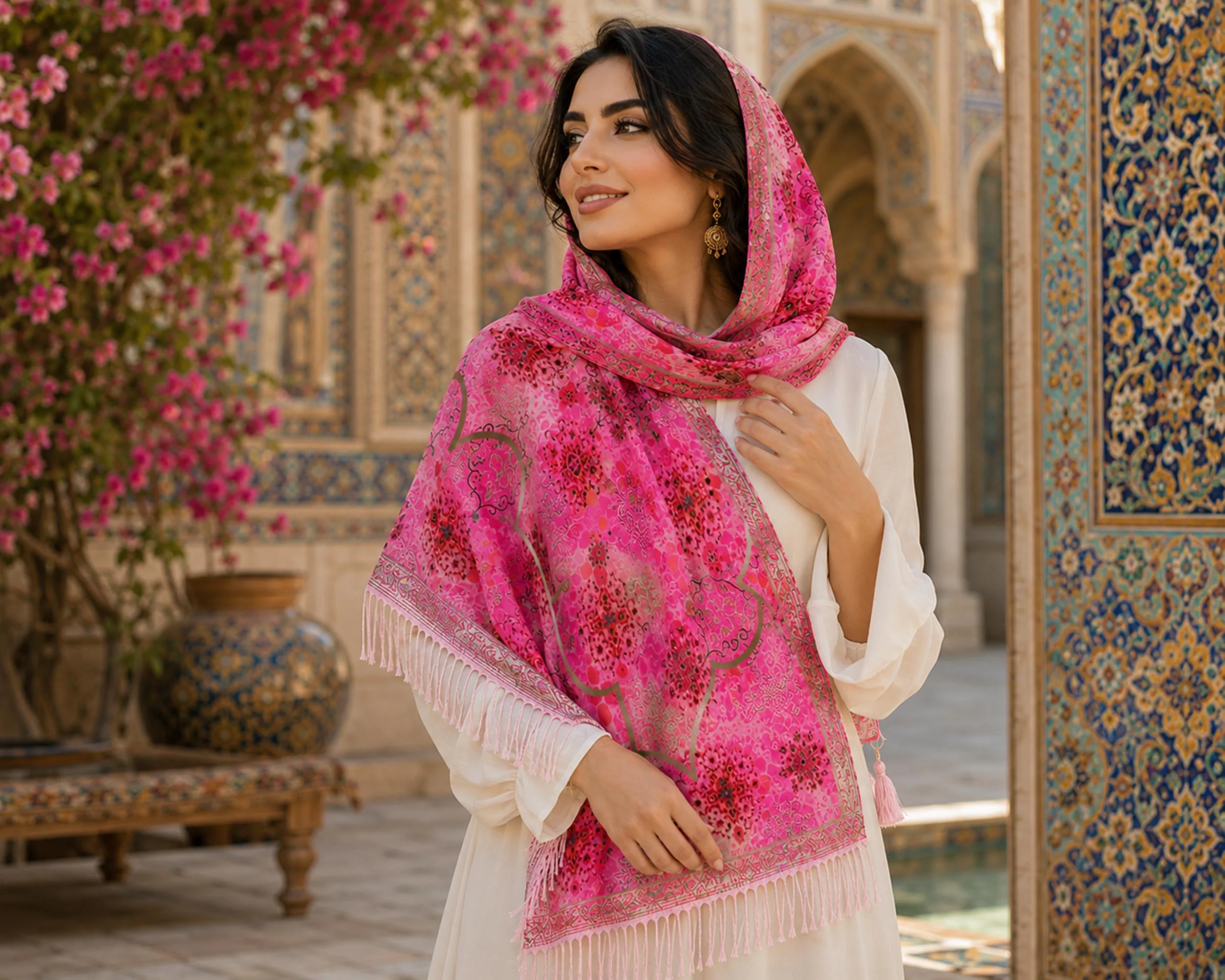 Great Grandma Gift 65th Birthday Pink Pashmina Shawl Cruise Accessories Scarf for Mom Fringe Shawl Sister in Law Gift for Daughter in Law
