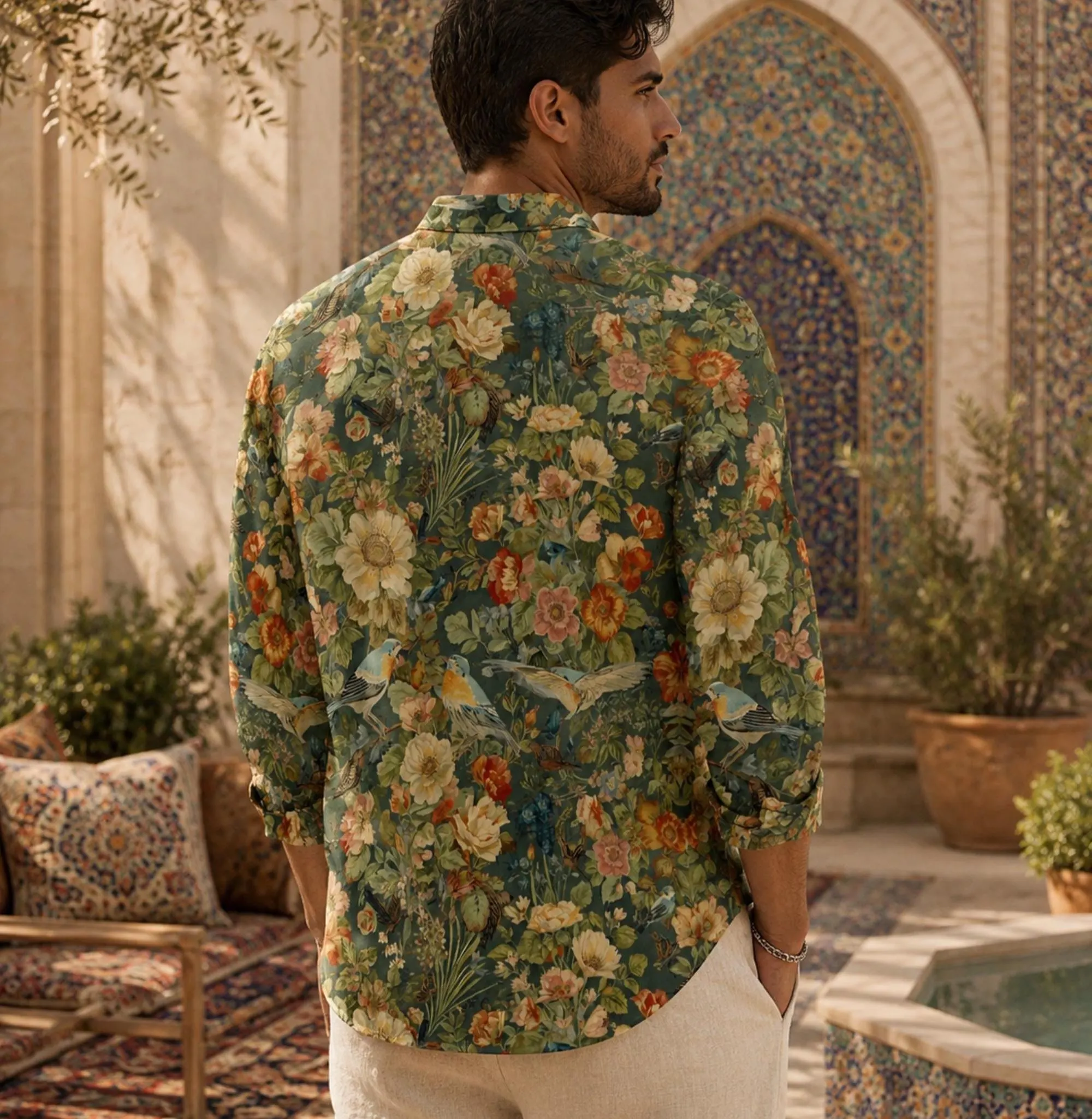 William Morris Inspired Holiday Season Alt Clothes for Vacation Gift 18th Birthday Gift Idea Dark Botanical 100% Cotton Hawaia Shirt for Dad - image 3