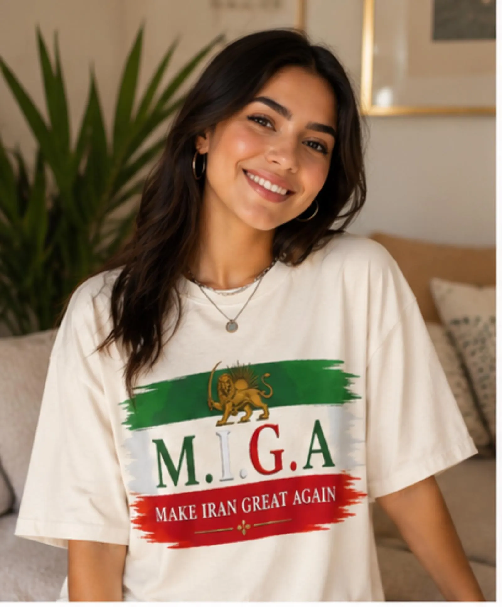 Social Justice Anti Regime M.I.G.A. Make Iran Great Again Cotton Men's Half-Sleeve T-Shirt Iran Activist Merch Peace Protest Human Rights - image 4