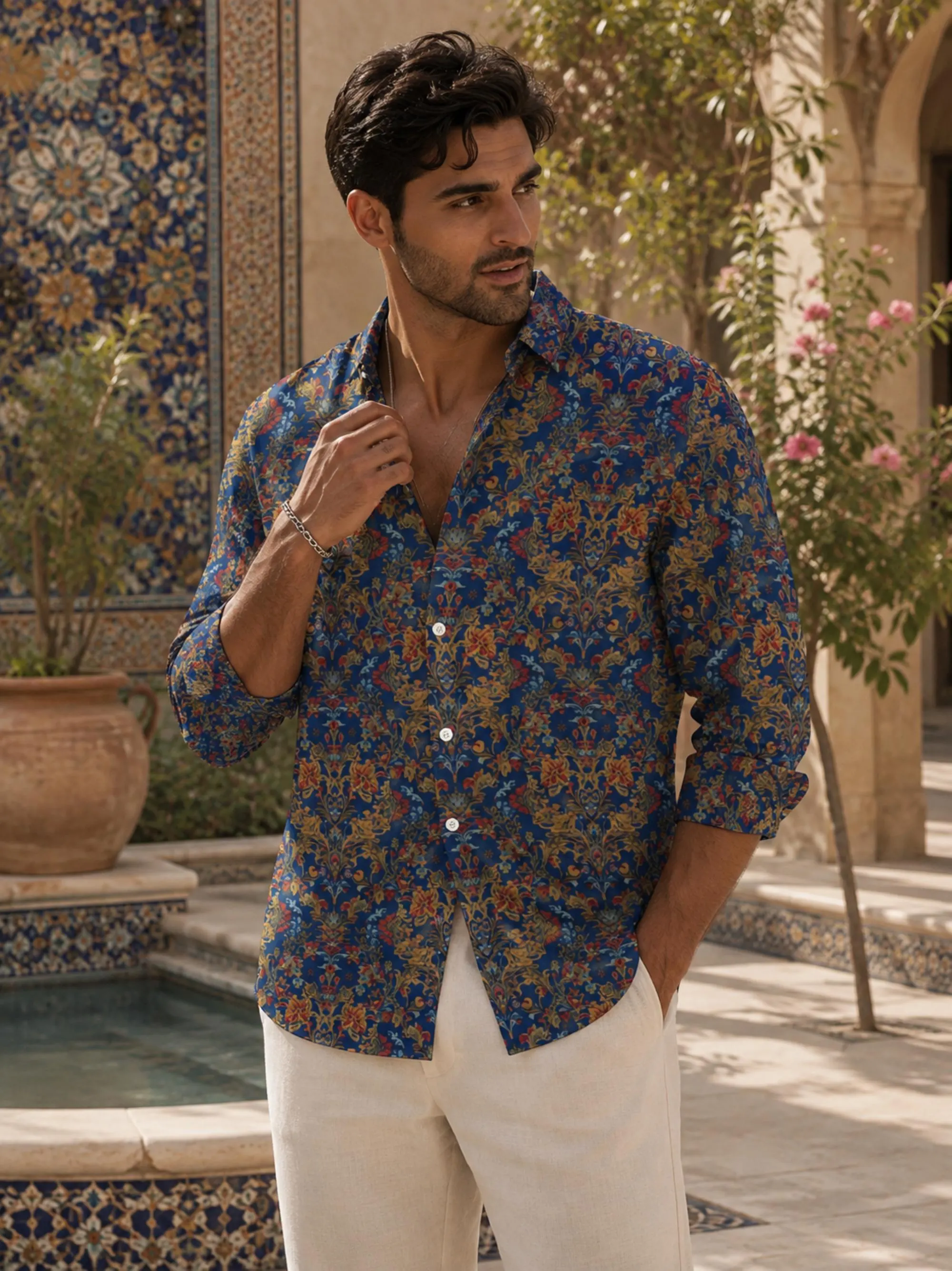 William Morris Inspired Holiday Season Alt Clothes for Vacation Gift 18th Birthday Gift Idea Dark Botanical 100% Cotton Hawaia Shirt for Dad - image 4