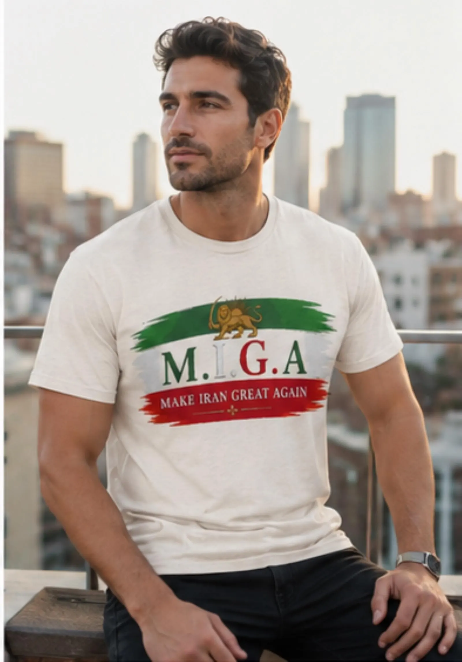 Social Justice Anti Regime M.I.G.A. Make Iran Great Again Cotton Men's Half-Sleeve T-Shirt Iran Activist Merch Peace Protest Human Rights - image 5