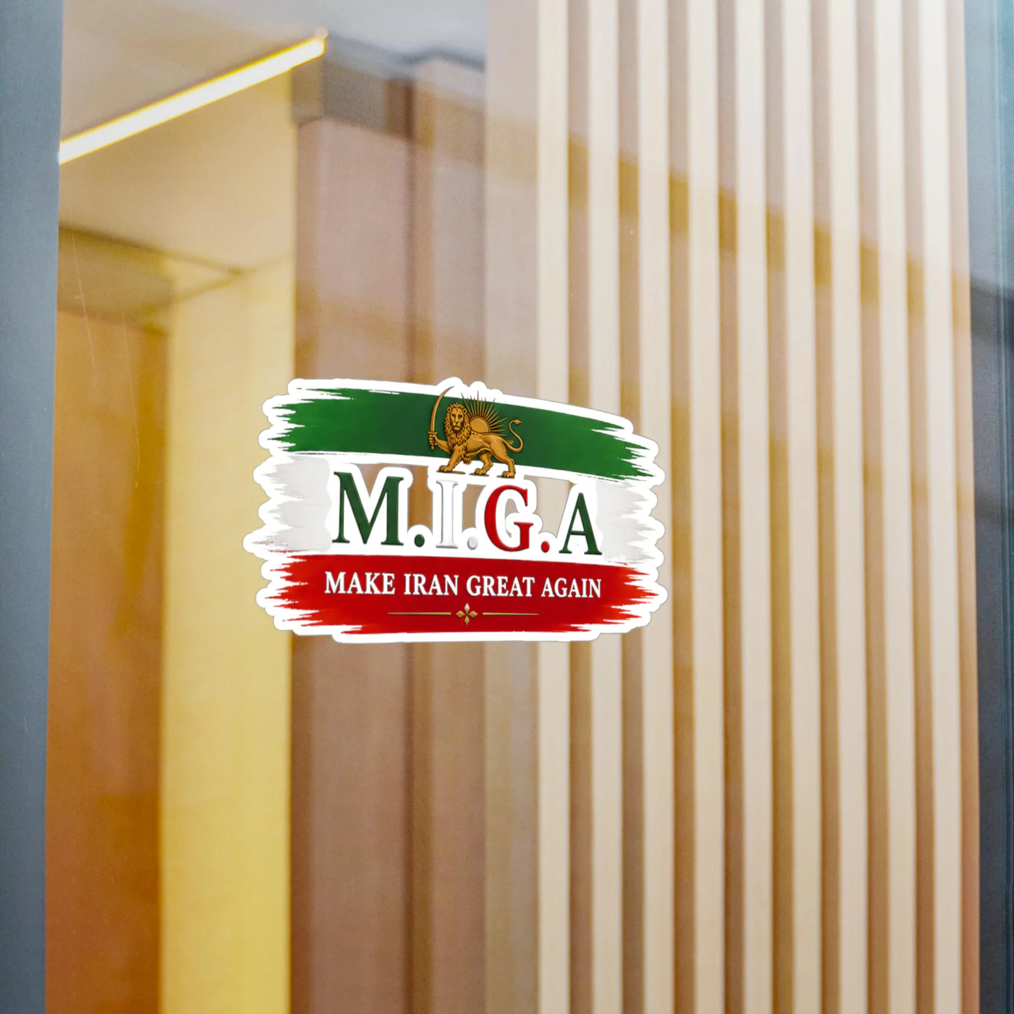Iranian Pride Political Protest Activist Make Iran Great Again M.I.G.A. Lion & Sun Protest Flag Vinyl Decal Freedom Anti Regime Sticker