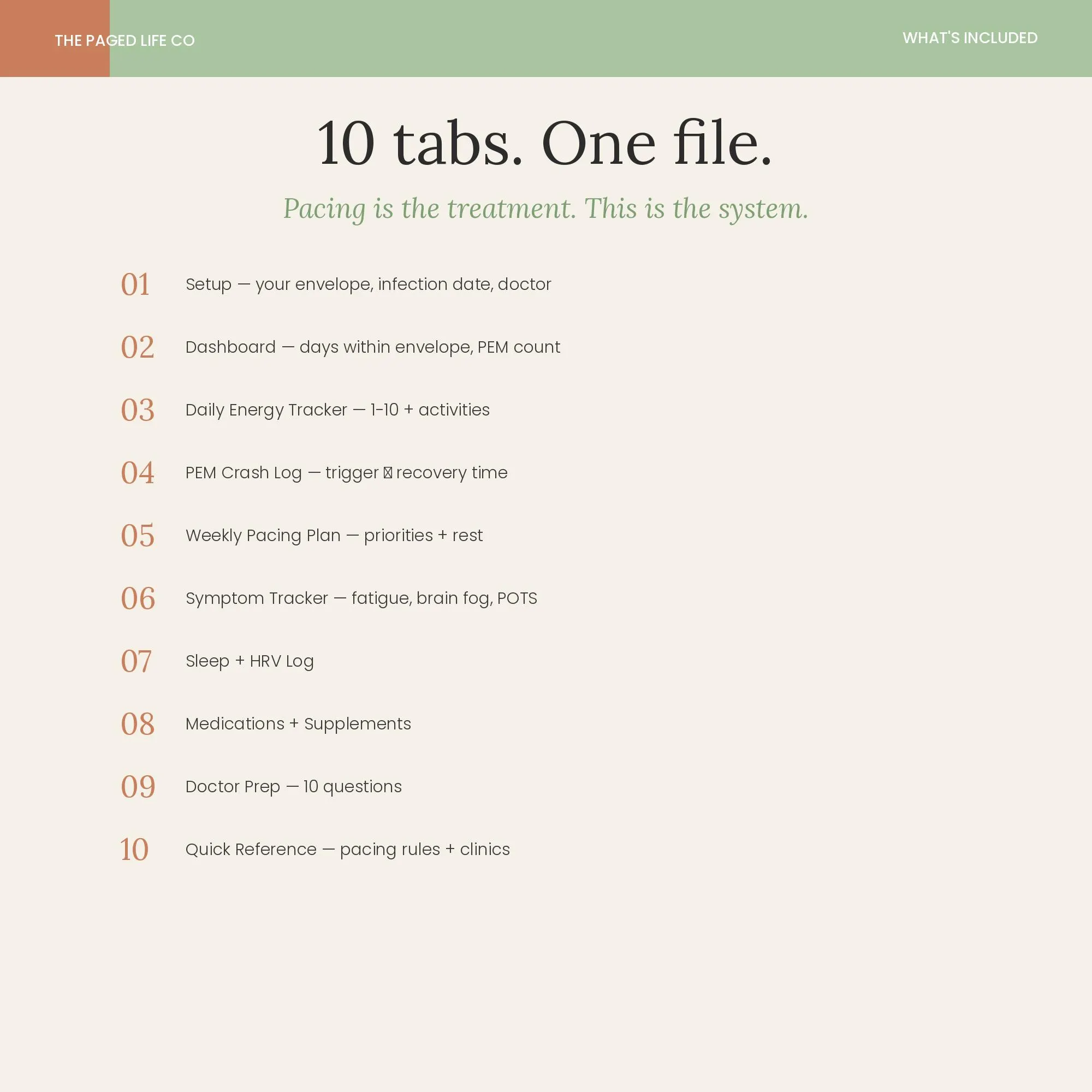 Long COVID Pacing Spreadsheet | Energy Envelope + PEM Tracker | Excel Google Sheets Apple Numbers | Spoonie | iCloud Sync | Digital Download - image 4
