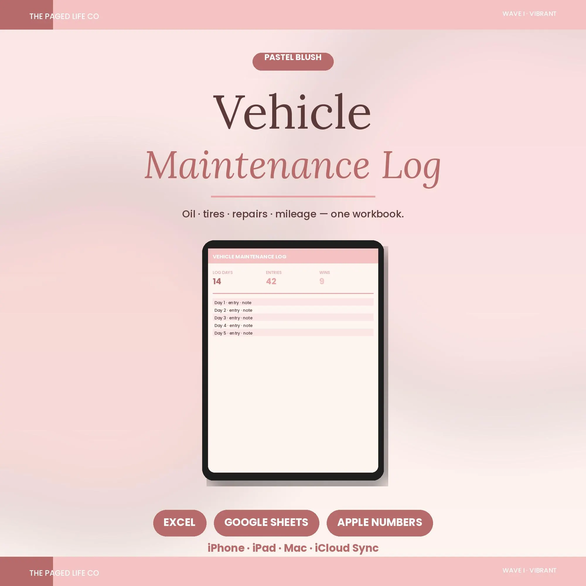 Vehicle Maintenance Log | Oil, Tires, Repairs, Mileage Tracker (Digital Download)