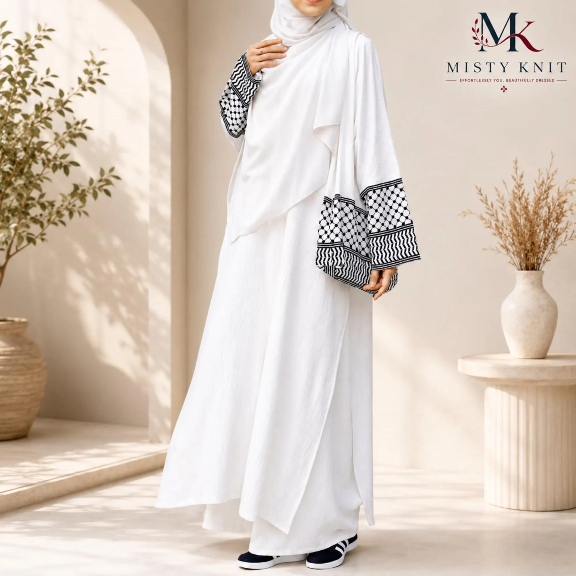 Cotton Linen Coord Set, Oversized Tunic, Wide Leg Pants, Modest Casual Wear - image 3