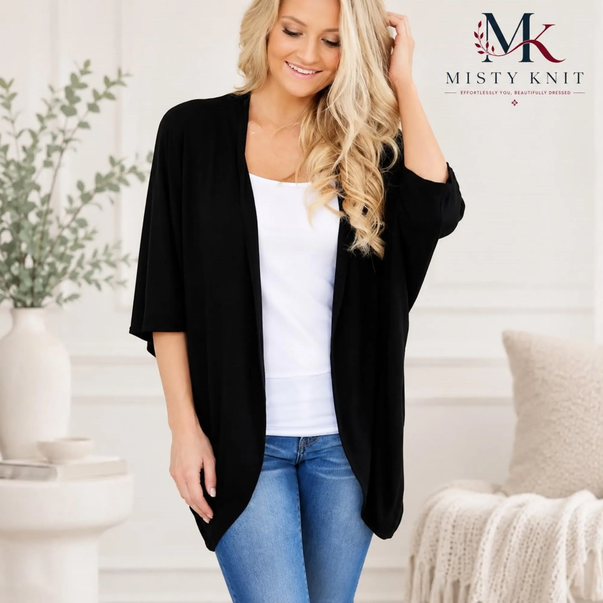 Lightweight Chiffon Abstract Print Kimono Cardigan, Boho Beach Cover Up - image 3