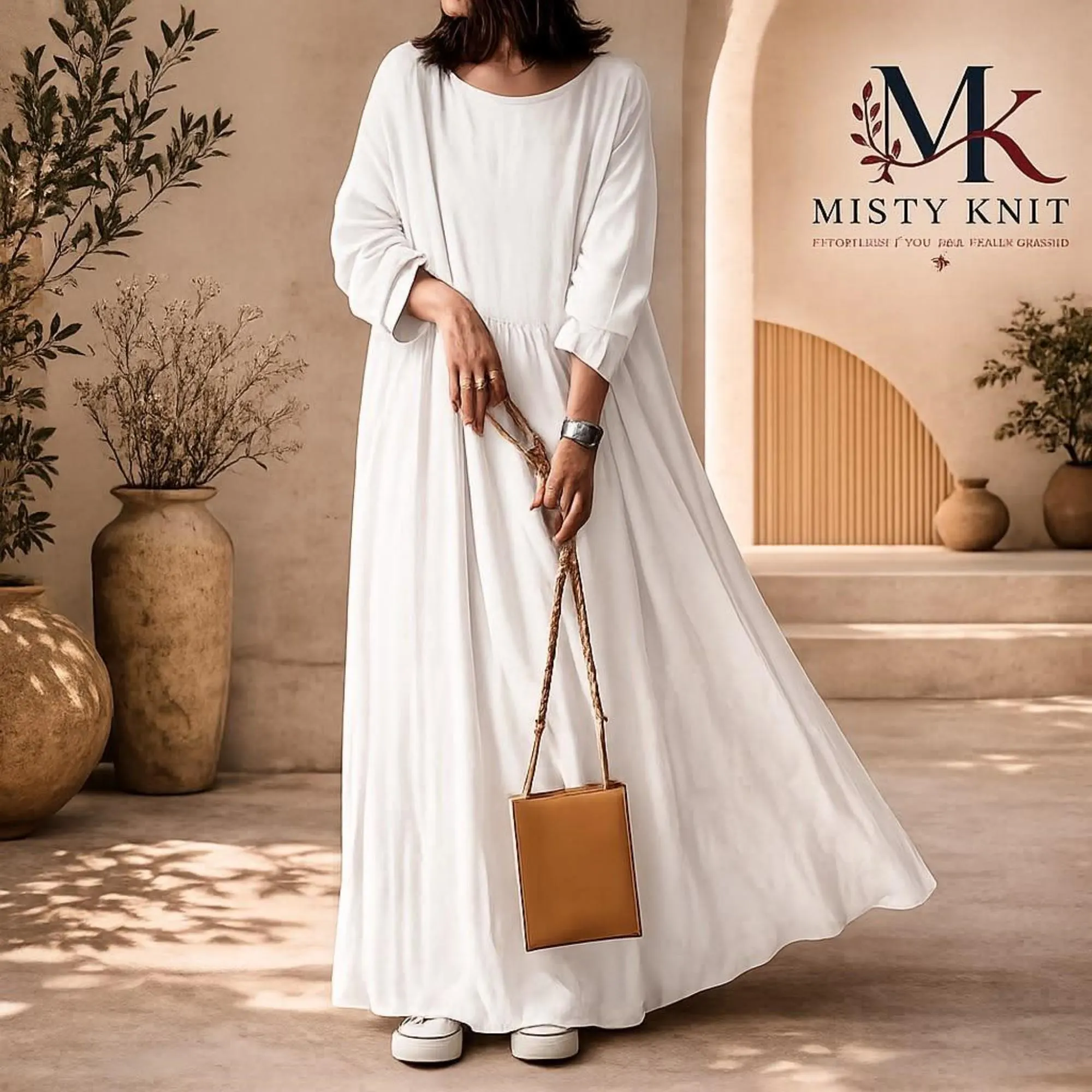 Cotton Maxi Dress, Modest Long Sleeve , Loose Fit Oversized , Casual Pocket Dress