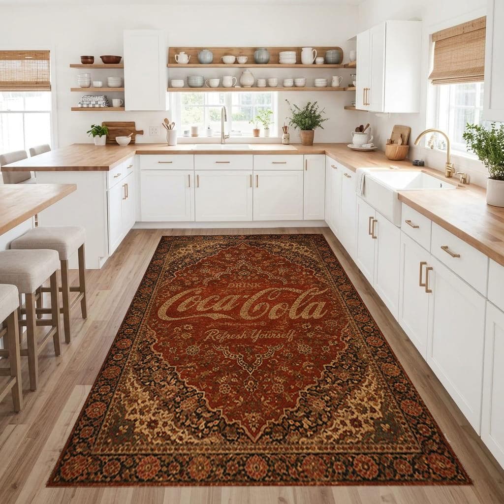 Vintage Coca-Cola Rug, Retro Kitchen Area Rug, Digital Print Washable Rug, Non-Slip Persian Style Floor Mat - image 2