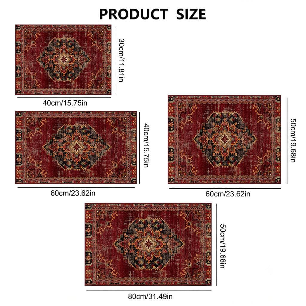 Vintage Oriental Coffee Bar Mat, Non-Slip Espresso Machine Mat, Red Coffee Station Rug, Coffee Lover Gift - image 5