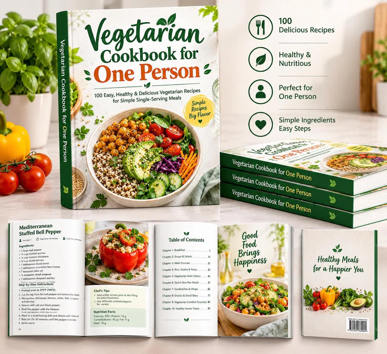 Vegetarian Cookbook for One Person :100 Easy, Healthy & Delicious Recipes for Simple Single-Serving Meals - image 3