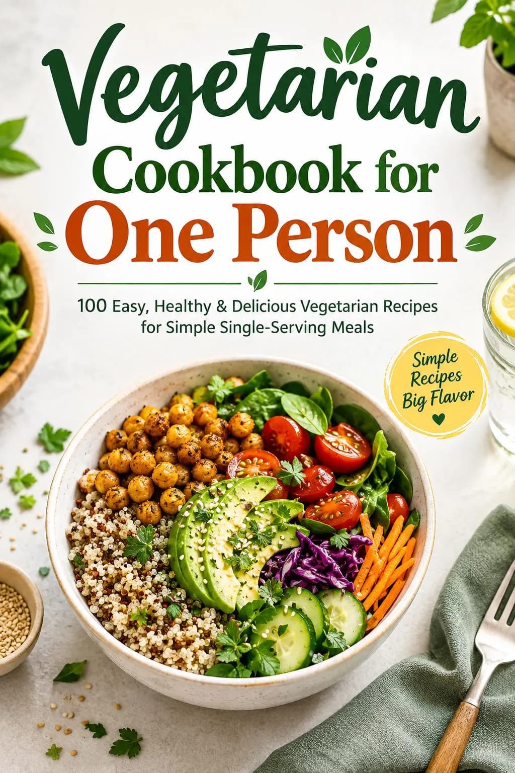 Vegetarian Cookbook for One Person :100 Easy, Healthy & Delicious Recipes for Simple Single-Serving Meals