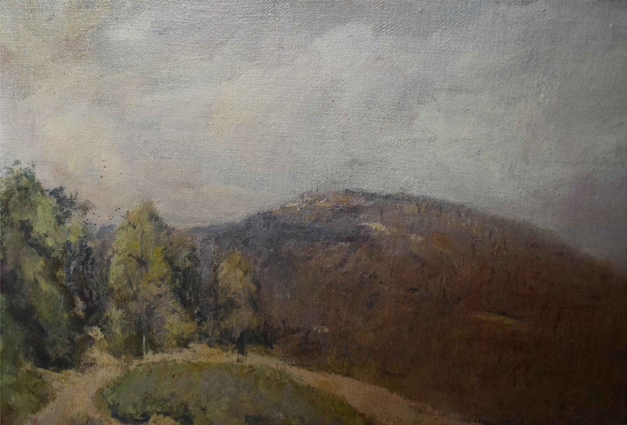 vintage oil painting titled conn. hillside after Soren Emil Carlsen artist signed - image 4