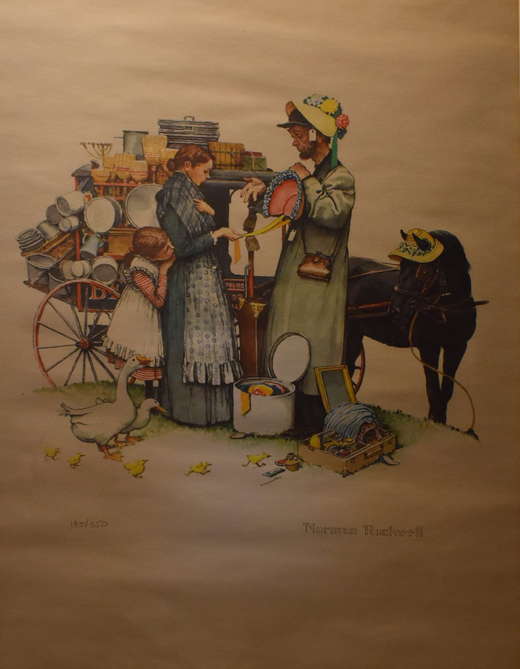 vintage Norman Rockwell print traveling salesman artist Norman Rockwell