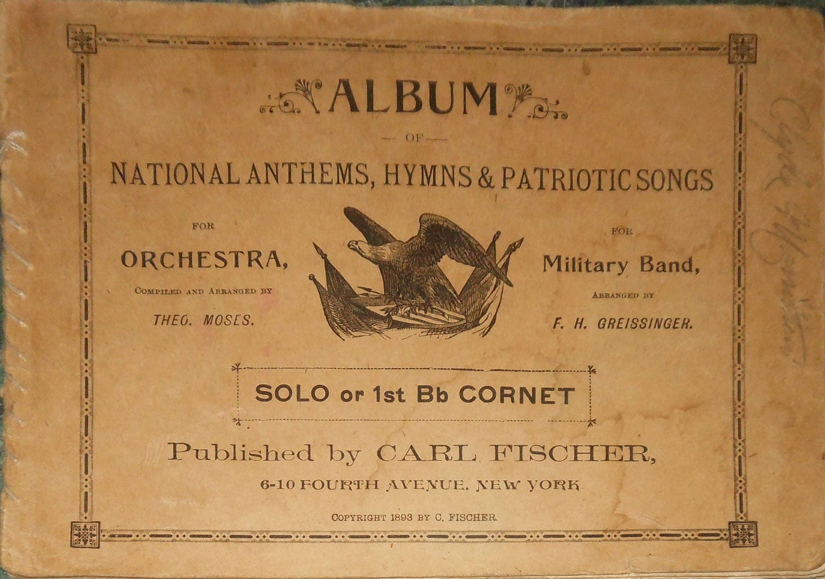 vintage patriotic music ca 1893 album national anthems hymns patriotic songs