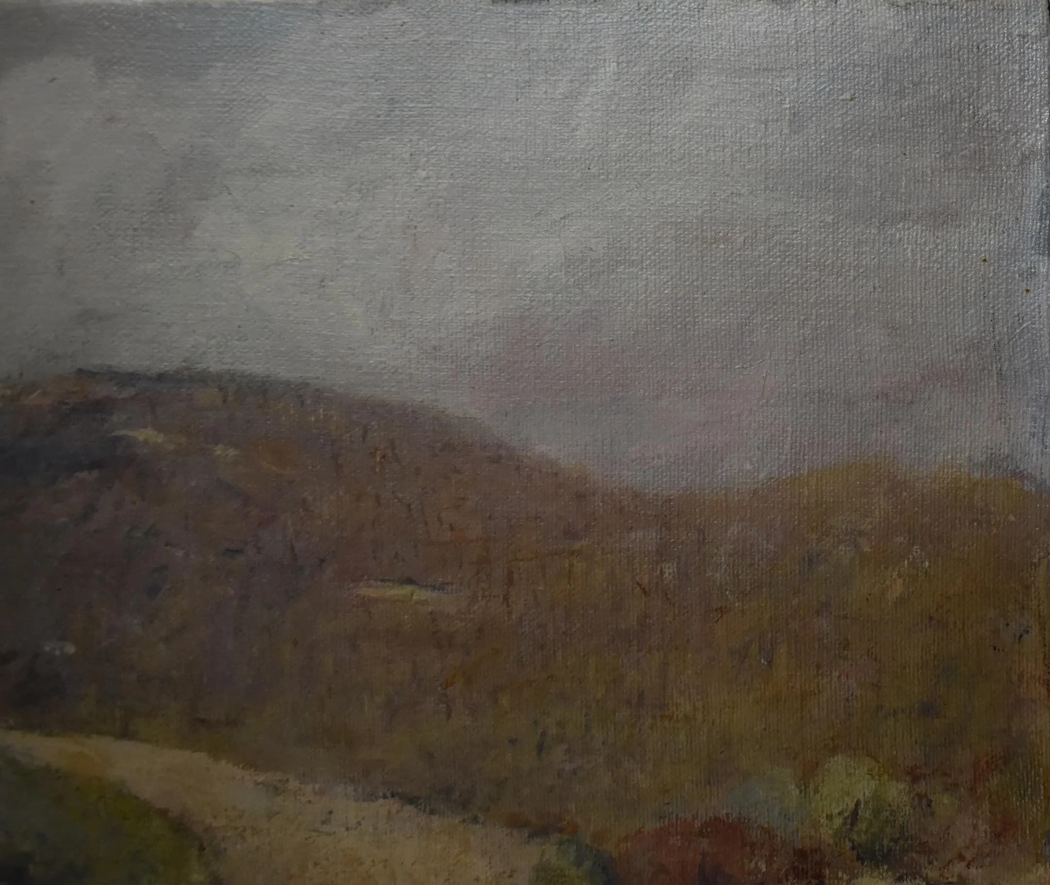 vintage oil painting titled conn. hillside after Soren Emil Carlsen artist signed - image 3