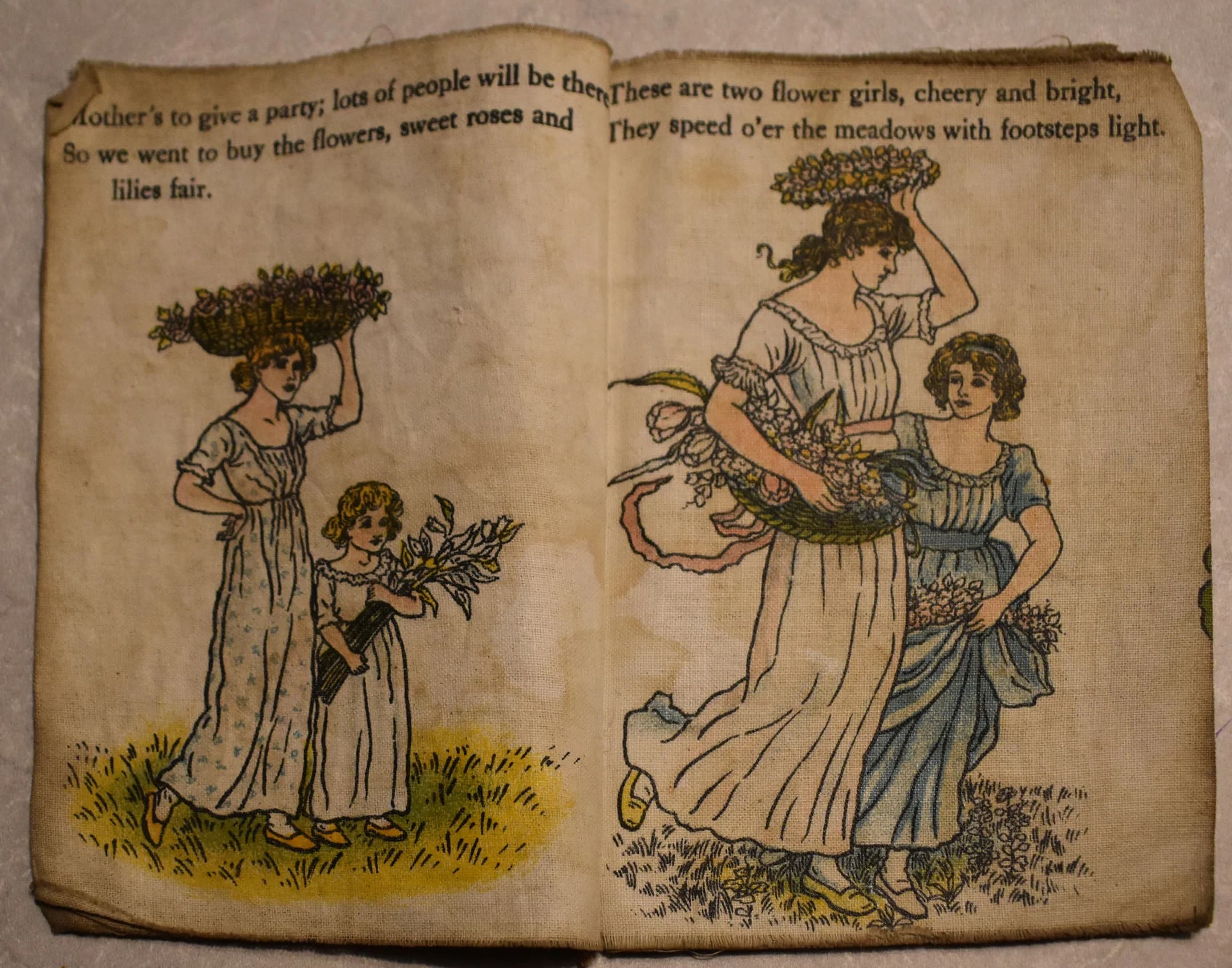 vintage  linen  book Kate Greenaway linen book 1910 - image 5