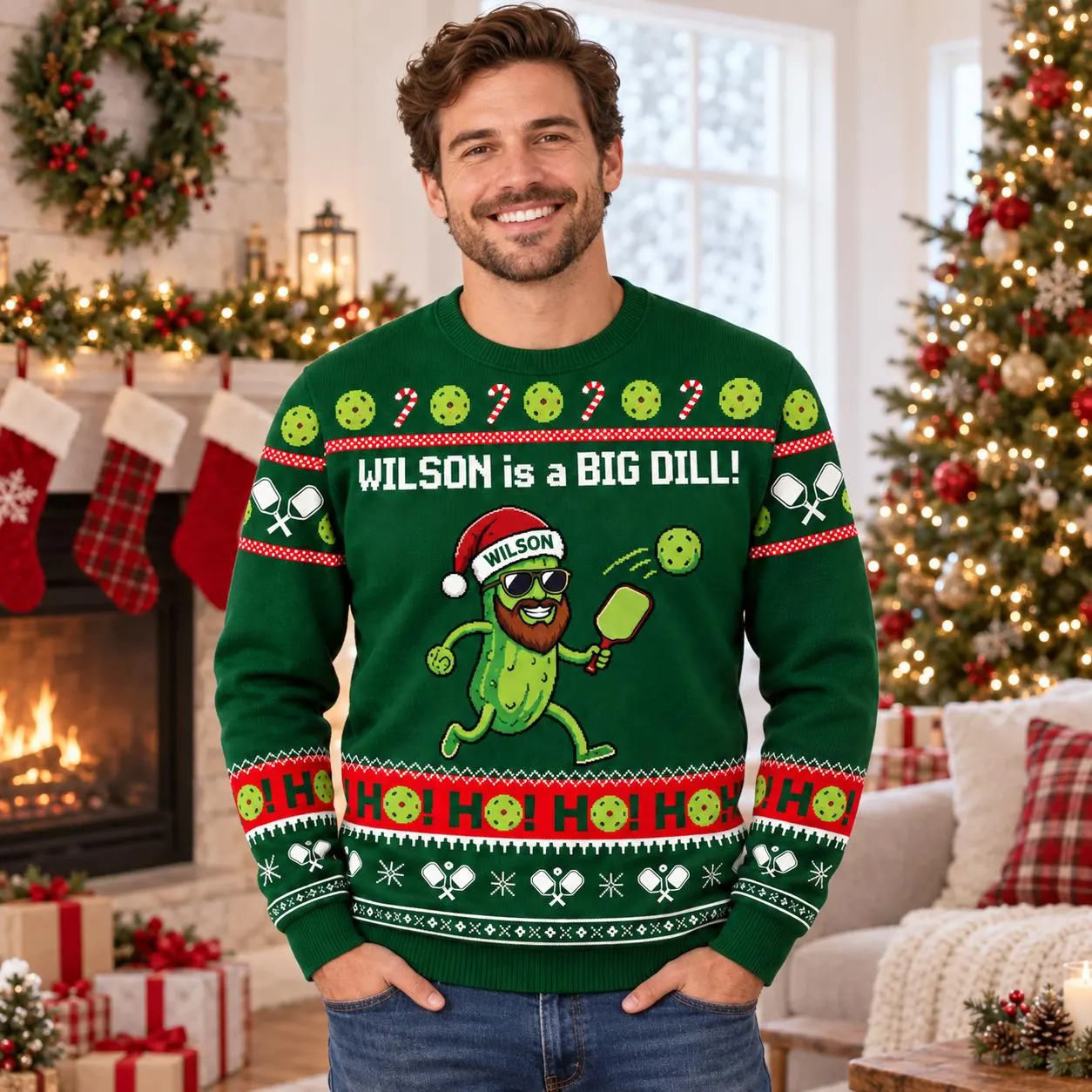 Personalized Funny Pickleball Ugly Christmas Sweater, Big Dill Pickleball Sweater, Pickleball Christmas Gift, Holiday Party Sweater - image 3