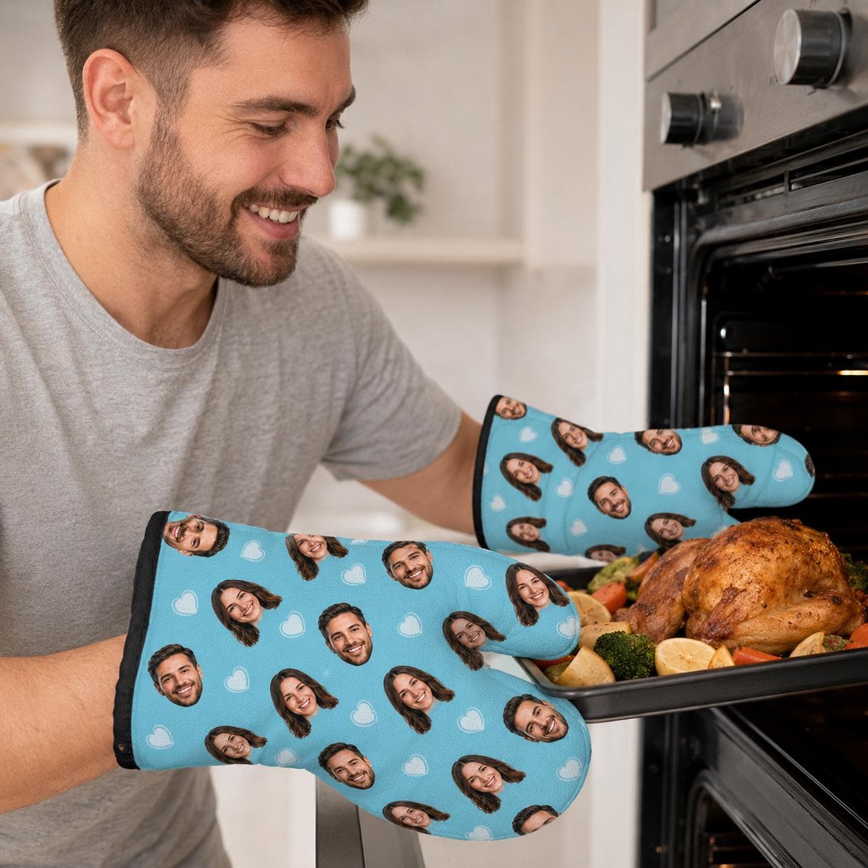 Custom Face Oven Mitt & Pot Holder Set, Personalized Couple Photo Oven Mitts, Funny Kitchen Gift, Anniversary Gift - image 3