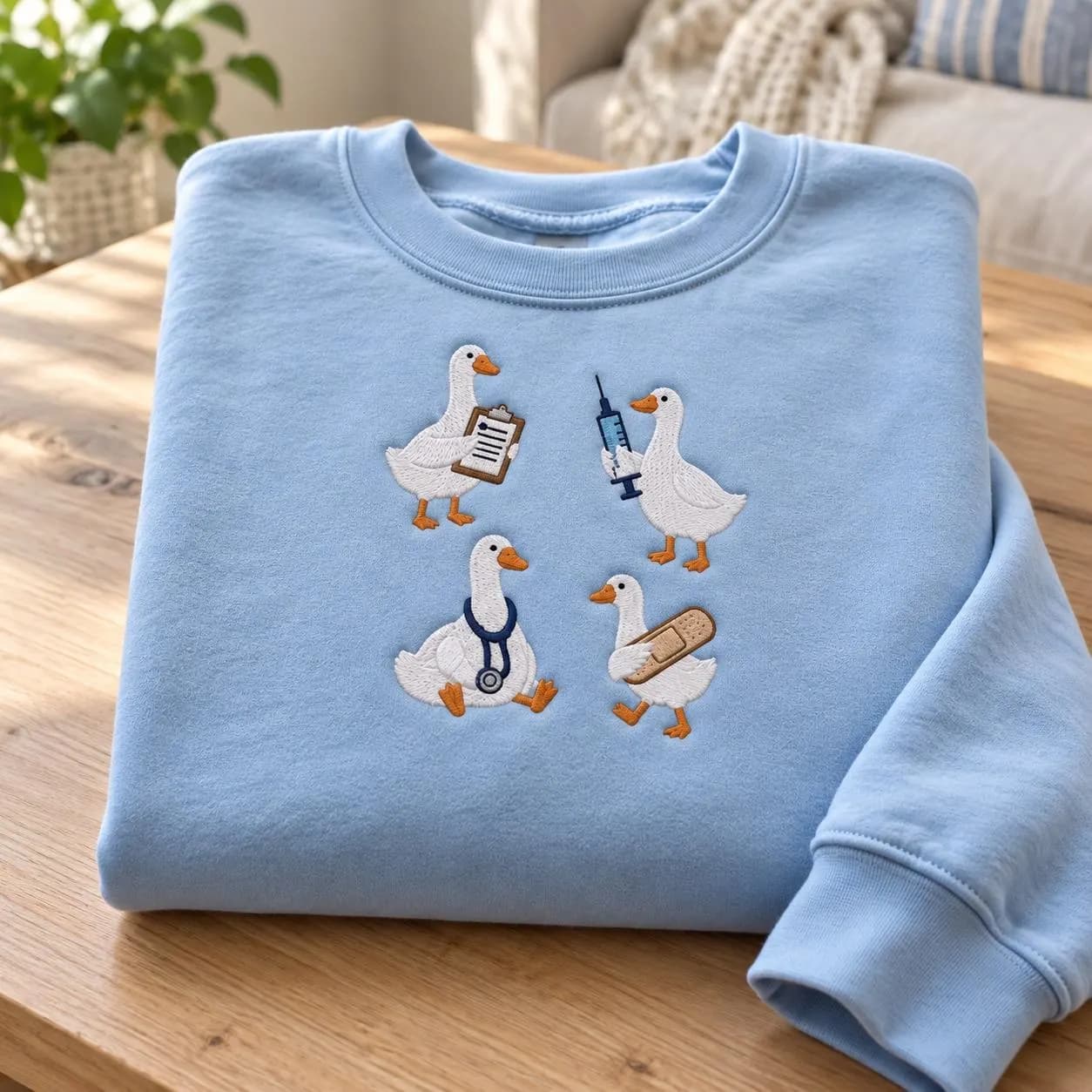 Nurse Goose Sweatshirt, Embroidered Medical Duck Crewneck, Funny Gift, Nursing Student Gift, Healthcare Worker Sweatshirt - image 4