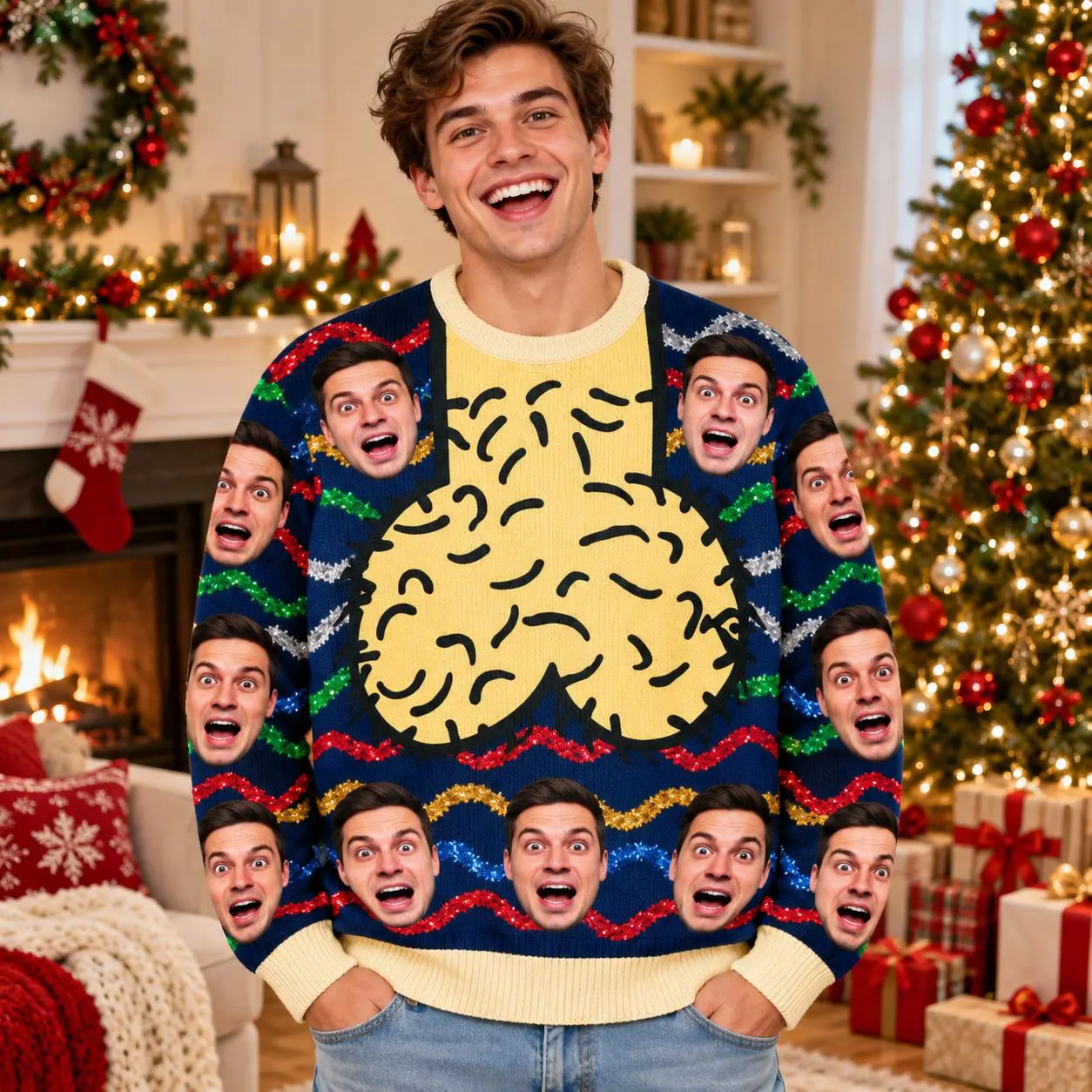 Custom Face Ugly Christmas Sweater, Personalized Photo Xmas Sweater, Funny Christmas Jumper, Custom Face Holiday Gift - image 4