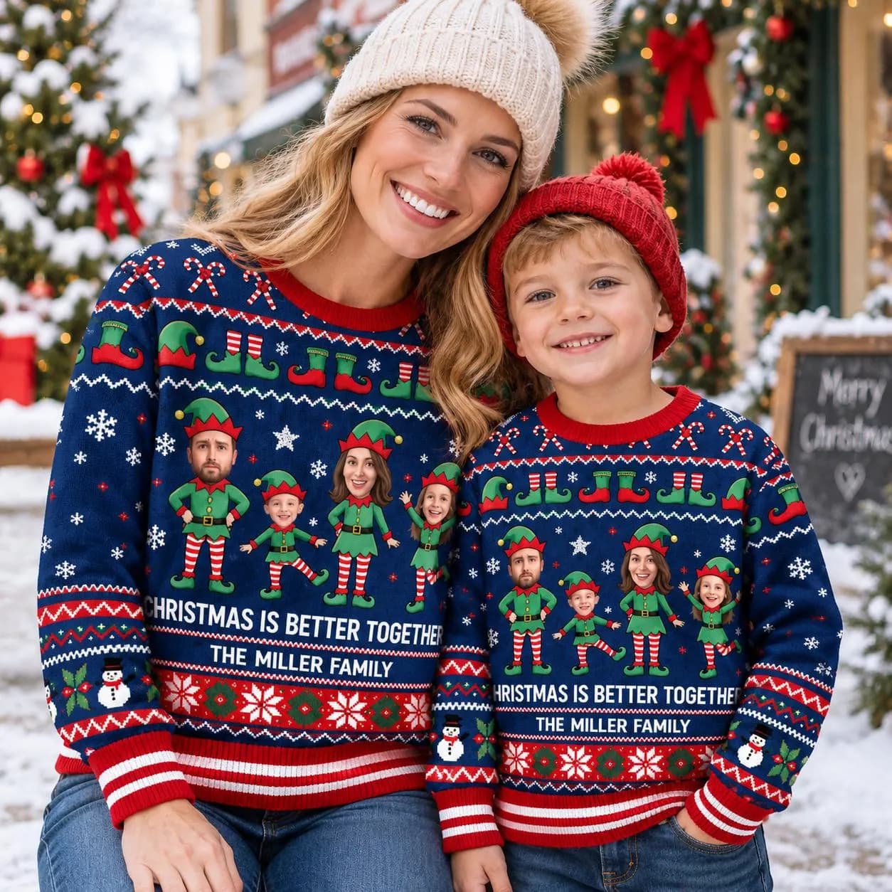Custom Family Ugly Christmas Sweater, Personalized Face Sweater, Elf Family Christmas Sweatshirt, Custom Xmas Gift - image 4