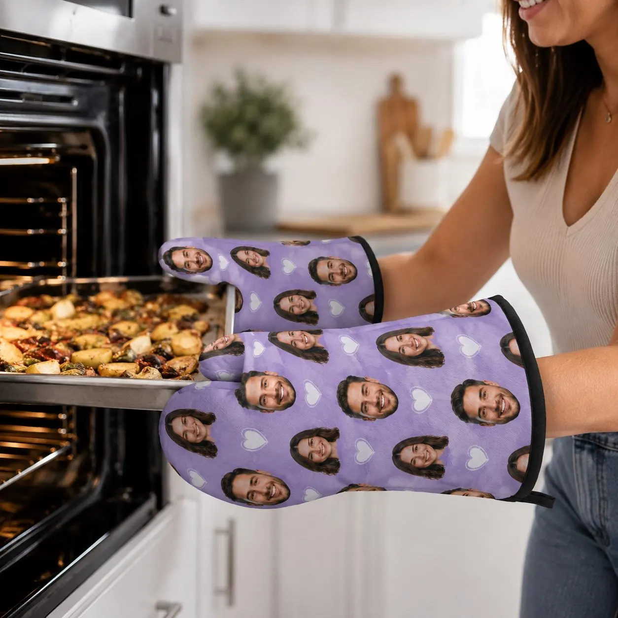 Custom Face Oven Mitt & Pot Holder Set, Personalized Couple Photo Oven Mitts, Funny Kitchen Gift, Anniversary Gift - image 4