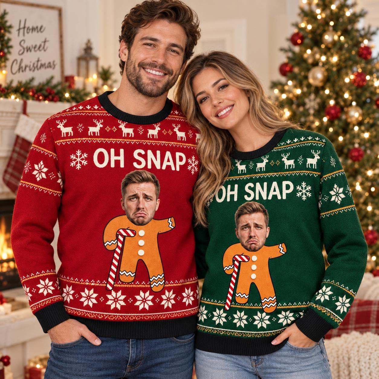 Custom Face Ugly Christmas Sweater, Personalized Photo Christmas Jumper, Funny Gingerbread Sweater, Ugly Xmas Party Gift - image 4