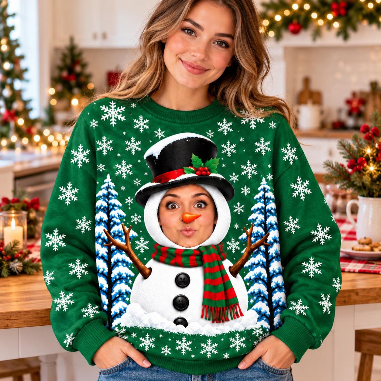 Custom Face Snowman Christmas Sweater, Personalized Photo Ugly Xmas Sweater, Funny Christmas Jumper, Custom Face Holiday Gift - image 5
