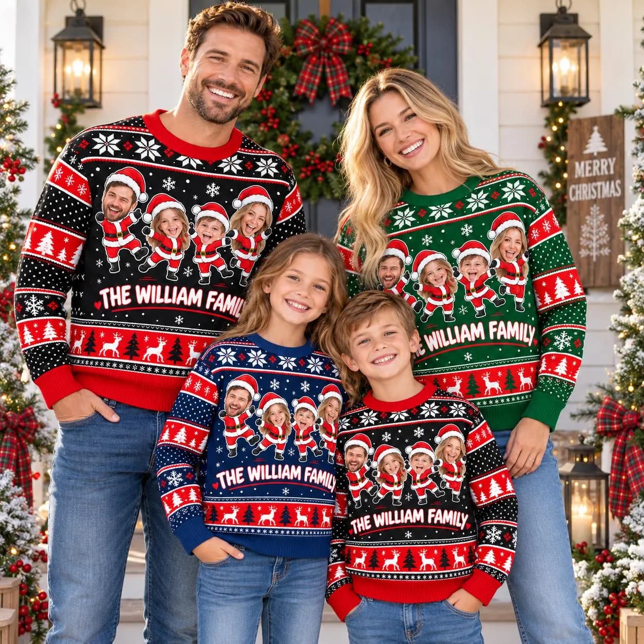 Custom Family Face Ugly Christmas Sweater, Personalized Family Xmas Sweater, Custom Photo Christmas Jumper, Family Christmas Gift