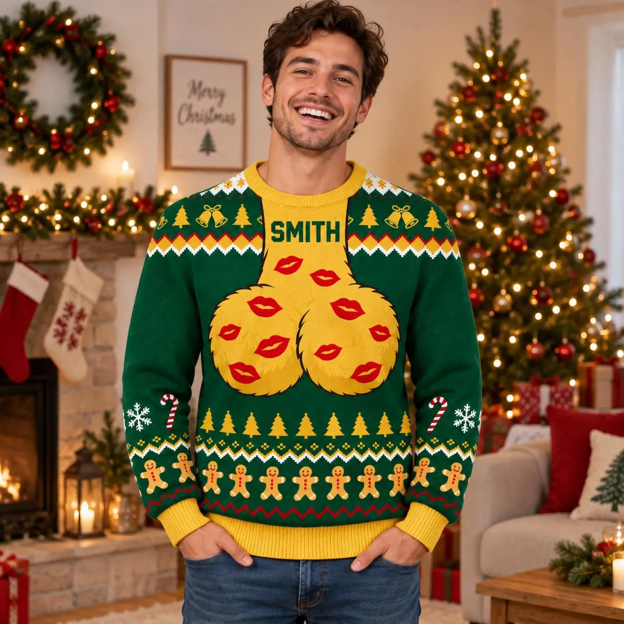 Personalized Funny Ugly Christmas Sweater, Custom Name Xmas Sweater, Adult Humor Holiday Party Sweater, Gag Gift for Him - image 3