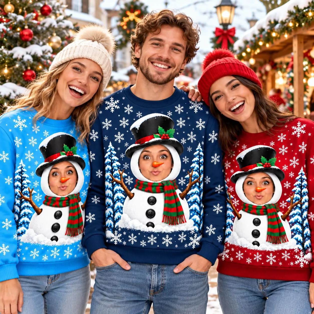 Custom Face Snowman Christmas Sweater, Personalized Photo Ugly Xmas Sweater, Funny Christmas Jumper, Custom Face Holiday Gift - image 4