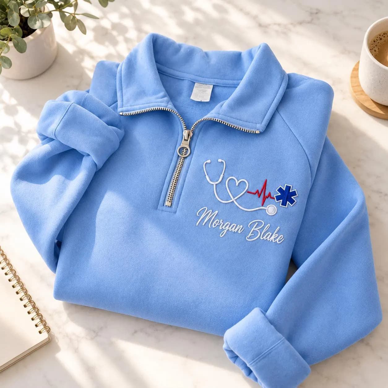 Personalized Embroidered EMT Quarter Zip Sweatshirt, Paramedic Pullover, EMS First Responder Gift, Custom Name Medical Sweatshirt - image 4