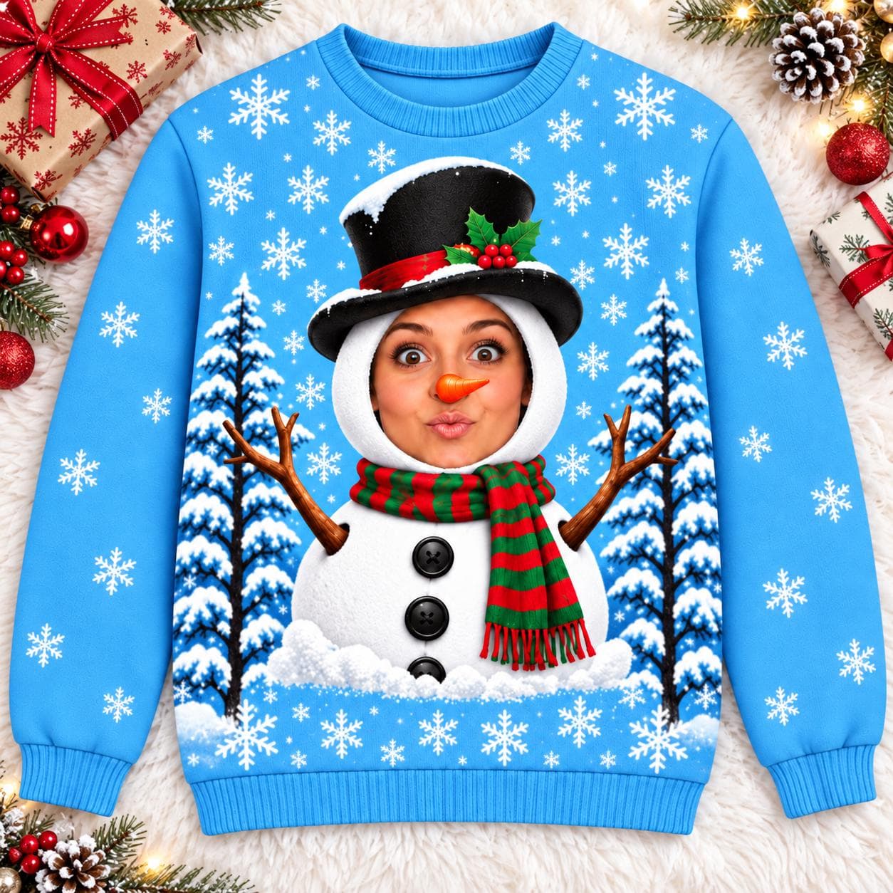 Custom Face Snowman Christmas Sweater, Personalized Photo Ugly Xmas Sweater, Funny Christmas Jumper, Custom Face Holiday Gift - image 3