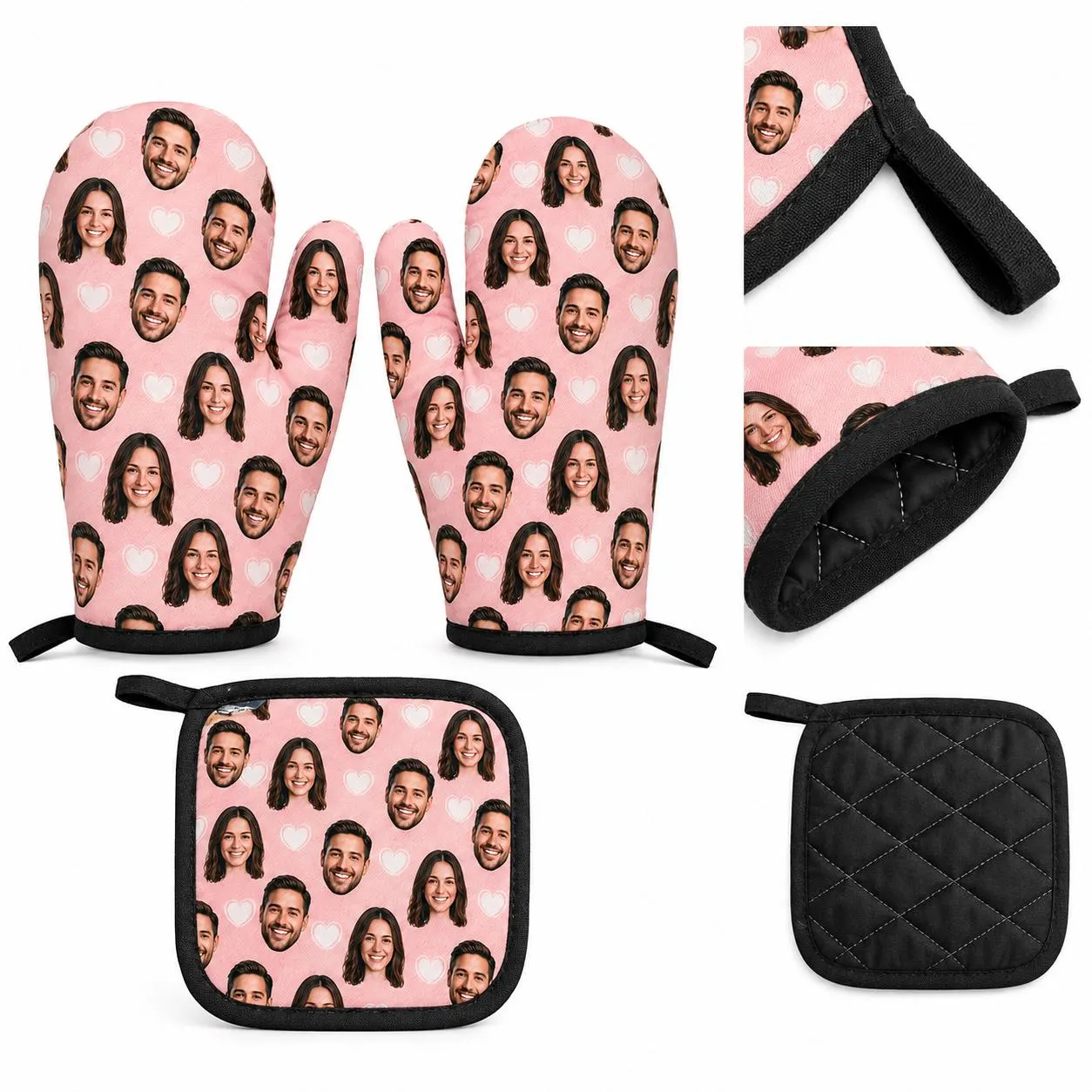 Custom Face Oven Mitt & Pot Holder Set, Personalized Couple Photo Oven Mitts, Funny Kitchen Gift, Anniversary Gift - image 5