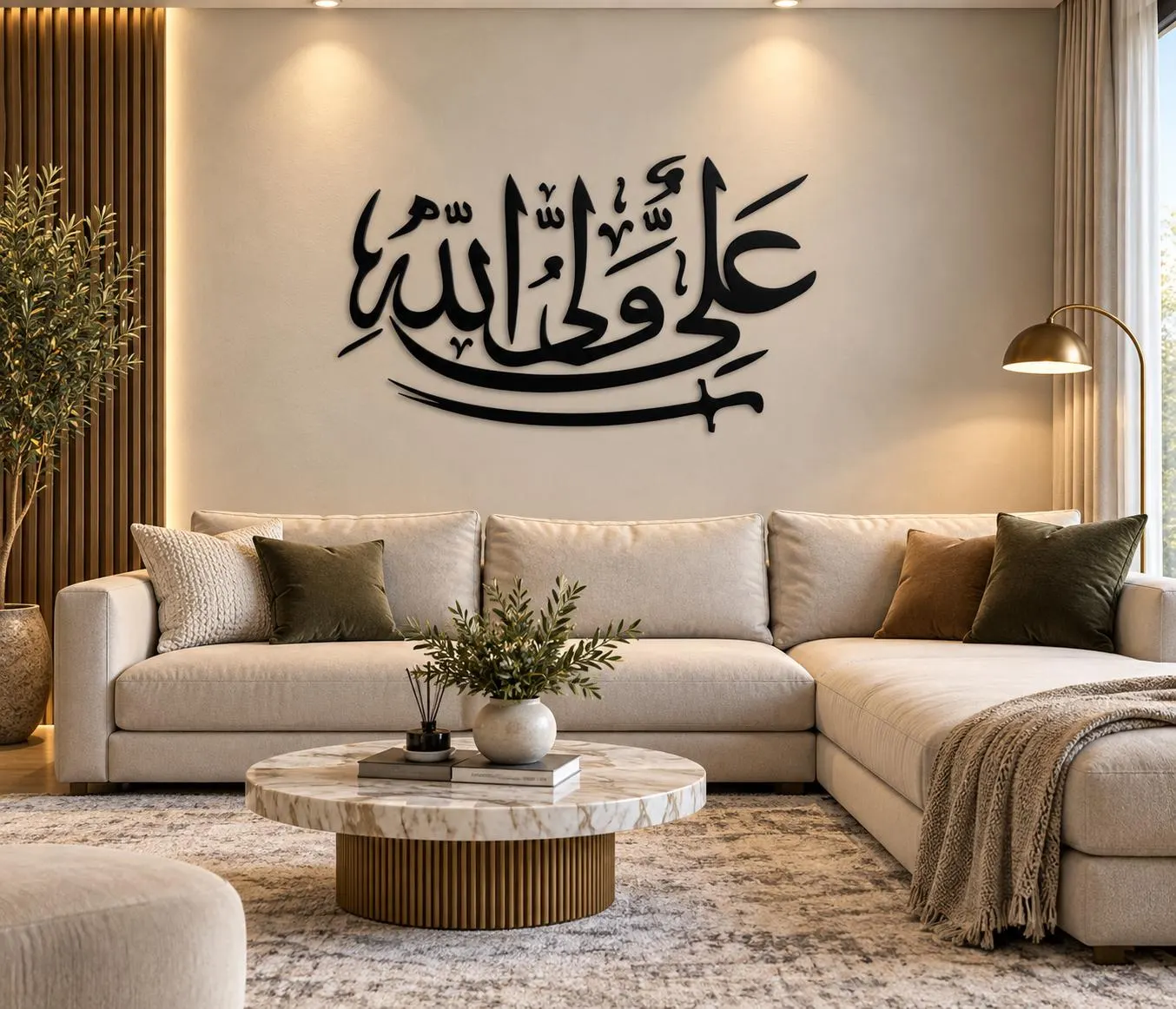Ali Waliullah Arabic Calligraphy Acrylic Wall Art – Islamic Home Décor (Mirror Gold)