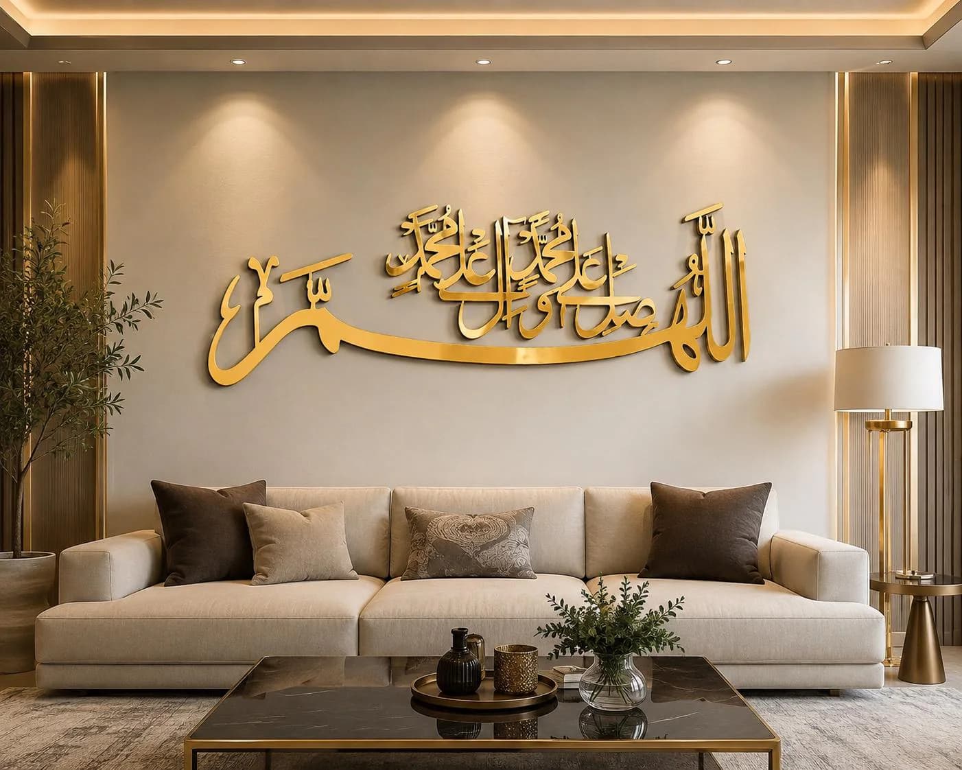 Durood Pak Islamic Wall Art Gold Acrylic Arabic Calligraphy Home Decor Gift