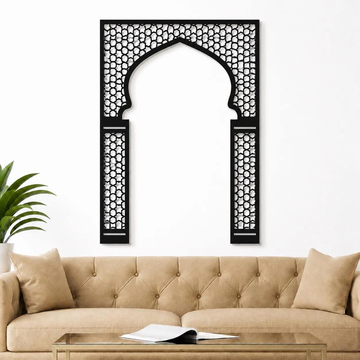Geometric Mihrab Wall Art – Mosque Arch Décor, Islamic Home Decoration