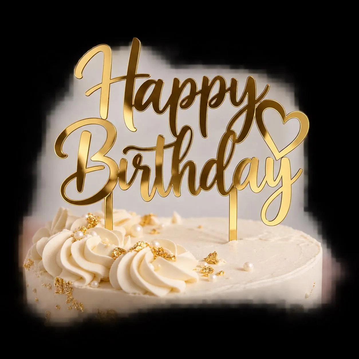 Happy Birthday Cake Topper – Personalised Gold Acrylic Cake Decoration - image 5
